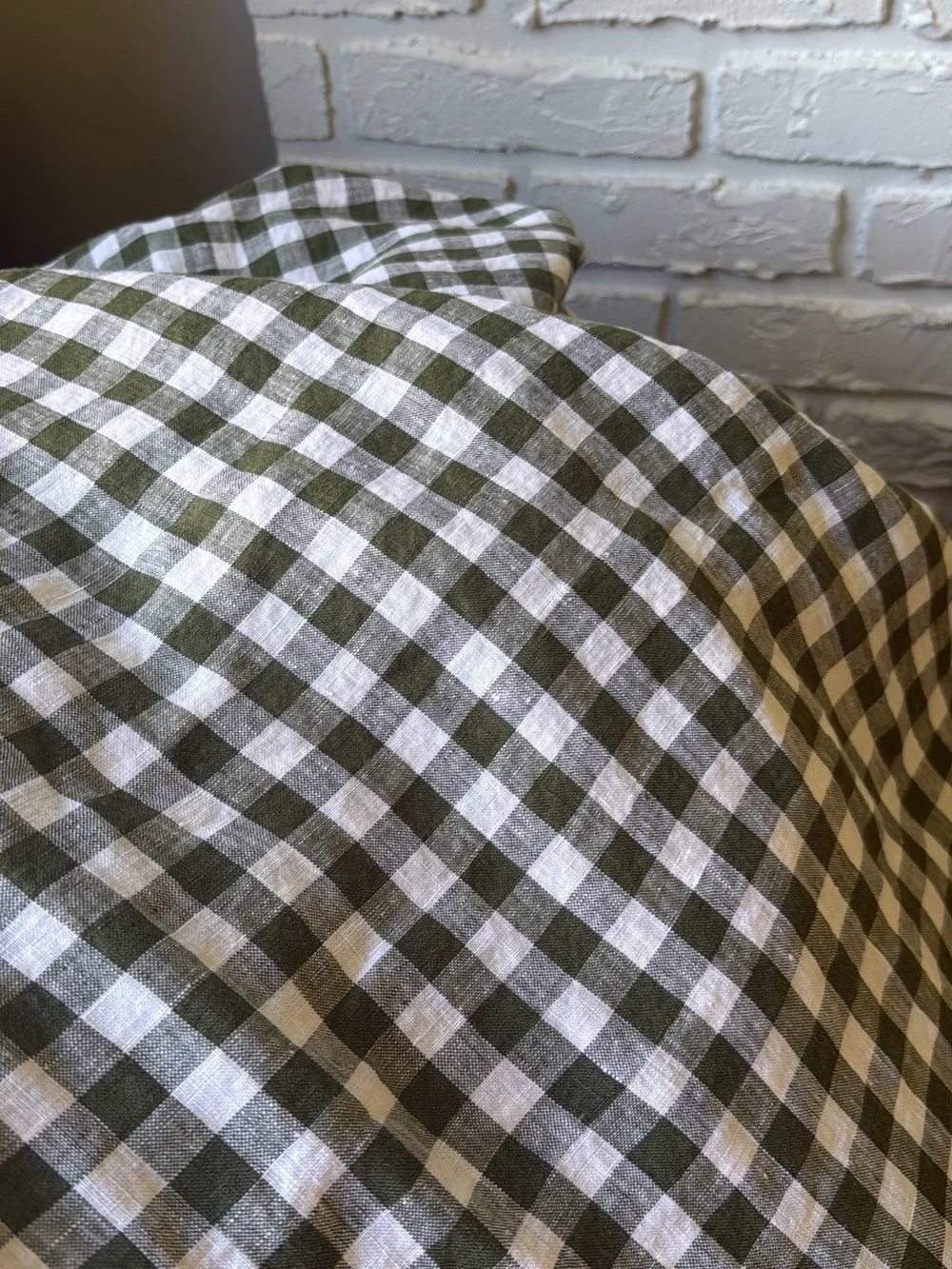 Quince Gingham Duvet Cover in Olive Green Full/Queen